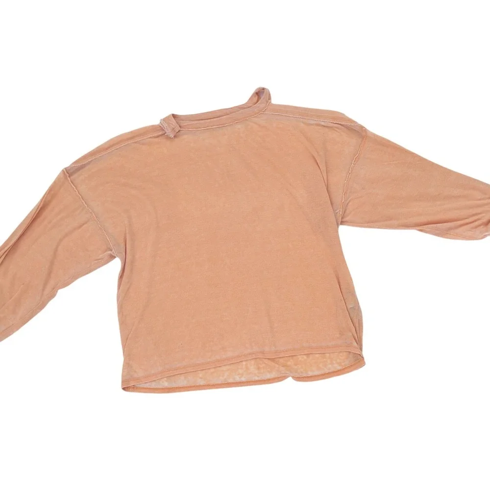 Free People Chill Out Cold Shoulder Oversized Top Tangerine Orange Size Med